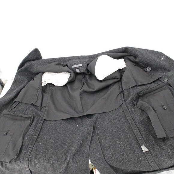 John Varvatos overcoat Men's 42 Double Breasted Wool Blend Herringbone coat peak - Picture 14 of 16